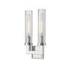 Z-Lite Beau 2 Light Wall Sconce, Polished Nickel & Clear 3031-2S-PN